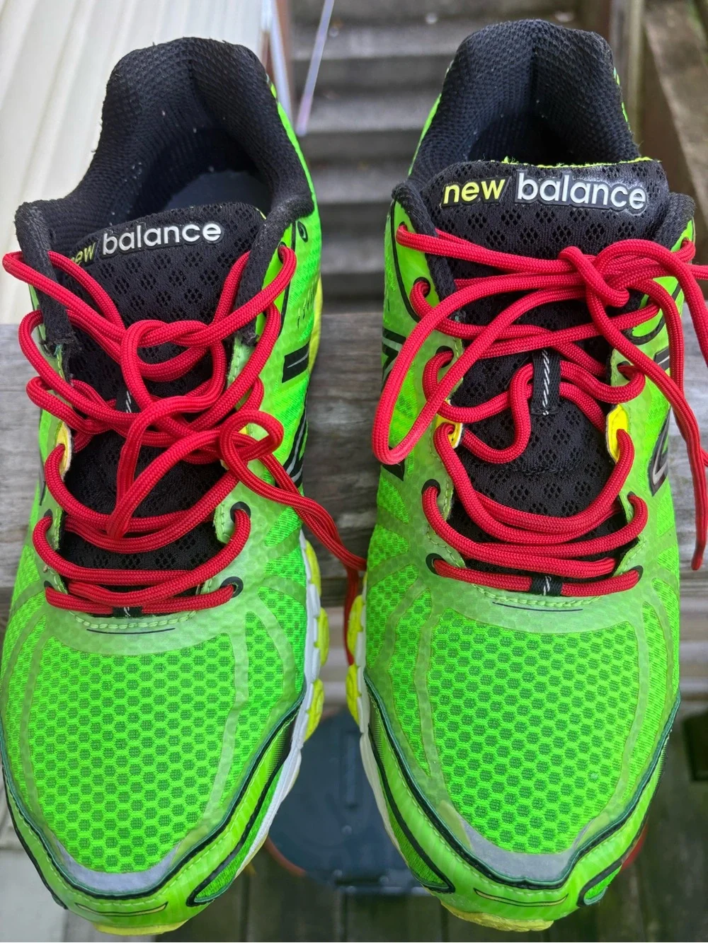 New Balance Neon Green Sneakers with Red Laces